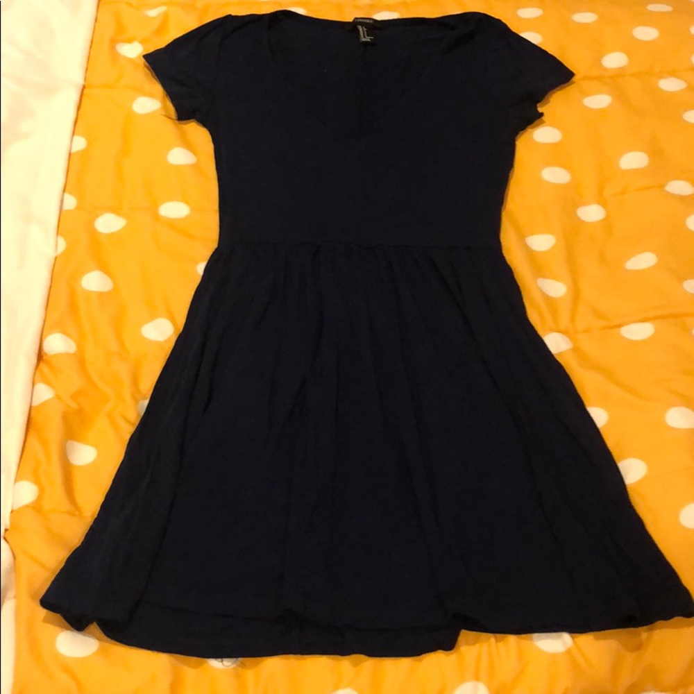 NAVY BLUE Fit and flare mini DRESS, small.